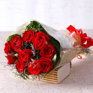 10 Red Roses Bunch Flower